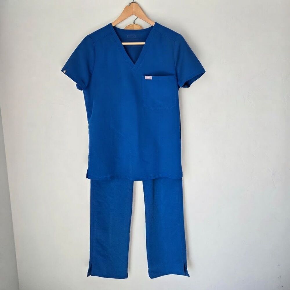 FIGS Women's Royal Blue Medical Scrubs Set (Top & Pants) Size XS